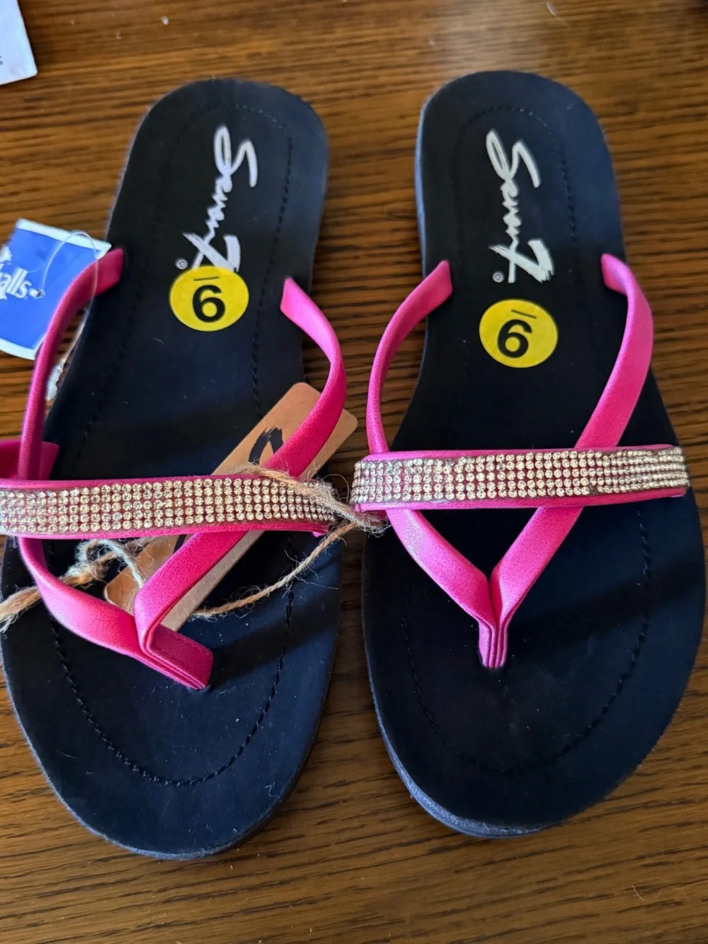 Sparkling Pink Rhinestone Flip Flop Sandals by SEVEN